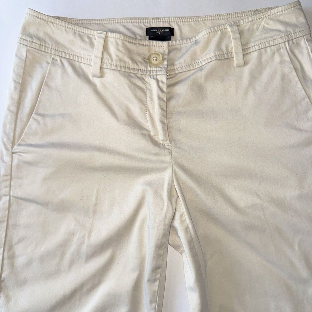 Ann Taylor Signature Tan Womens Chino Style Shorts Size 4 Vacation Slash Pocket - Picture 3 of 11